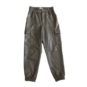 Abercrombie & Fitch Brown Vegan Leather High-Rise Paper Bag Joggers Size Md.